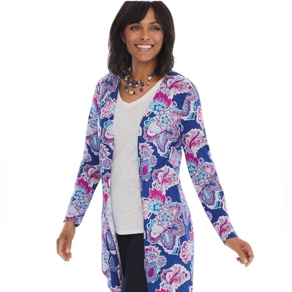 Chico's Vibrant Multi-Colored Duster Tee - Size 2 - Picture 2 of 13